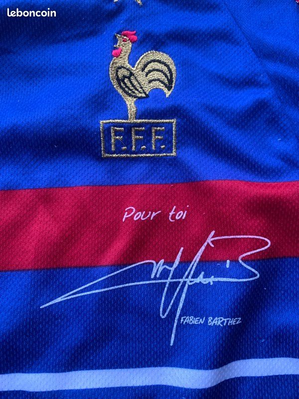 Maillot France 1998 – Adidas, Nom BARTHEZ, Domicile, Vintage, Taille L