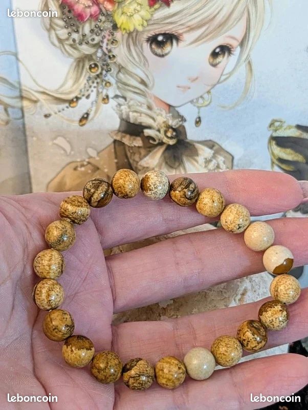 Lot De 90 Perles 8mm En Jaspe Paysage Naturel - Neuf - Envoi Offert
