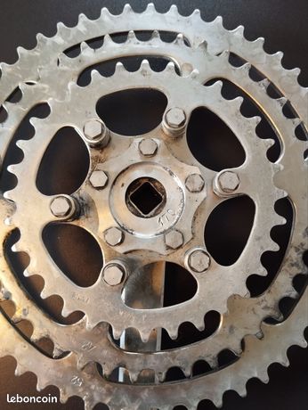 Pédalier Triple Spécialités TA – 50-42-36, 160mm – Alu Argenté – Pour Vélo Route Eroica