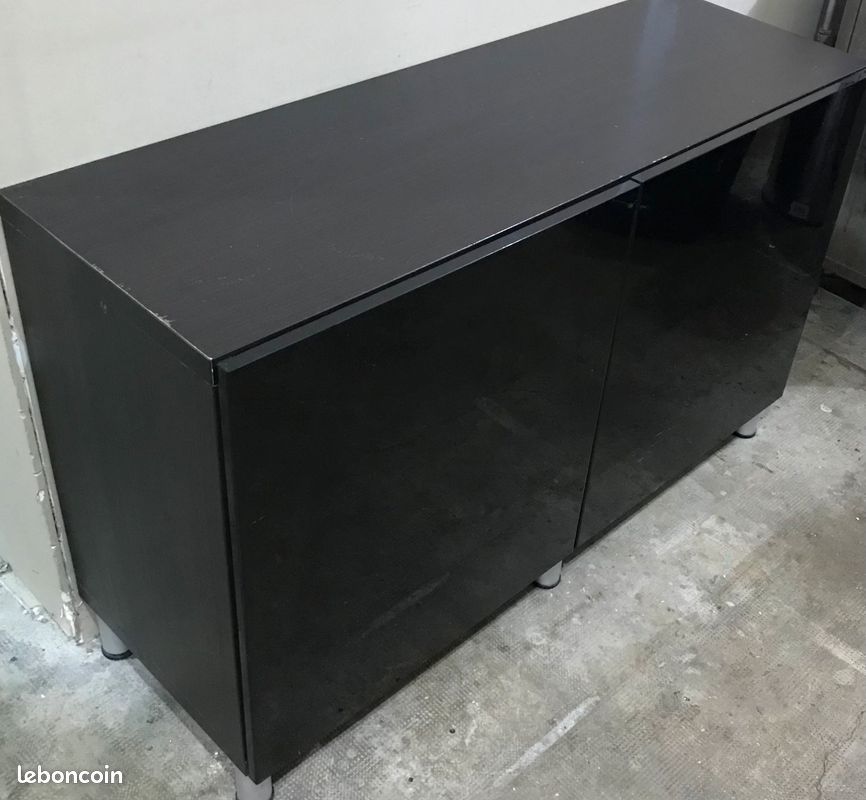 Meuble commode noir avec Panneaux laqué. 42 cm X 120 cm X 75 cm (image 1)