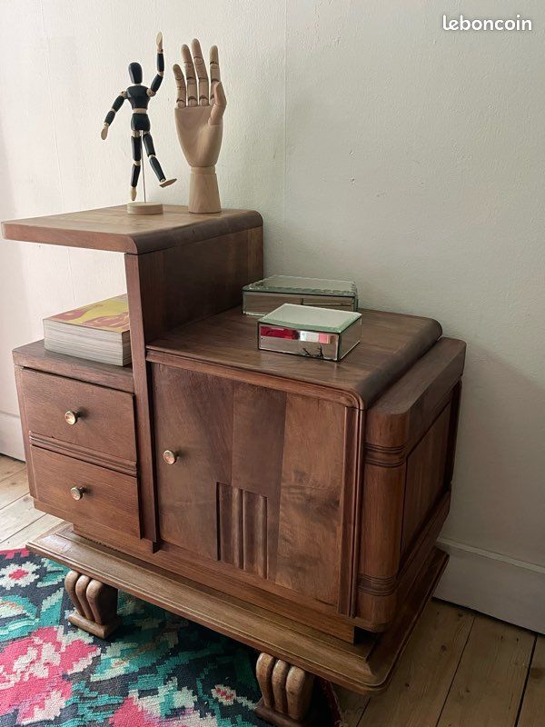 Petit meuble art déco avec tiroirs rangement étagère table de nuit (image 5)