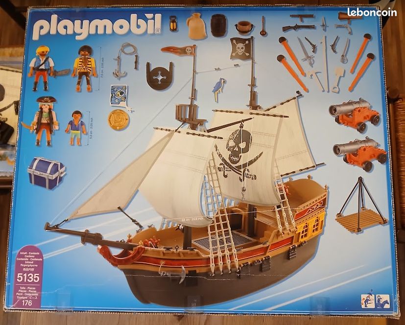 Lot Playmobil Vintage Pirates - Corsaires, Bateau, Lanterne - Série 2011 - Occasion Bon état