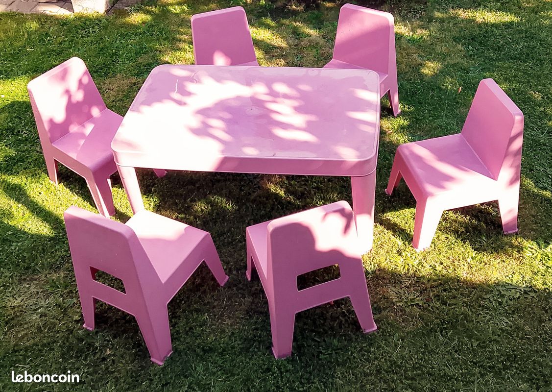 Salon de Jardin Enfants : 1 Table Démontable + 6 Chaises Empilables (image 6)