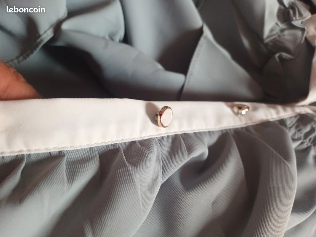 Chemise bleu à volant et dentelle coquette (image 5)