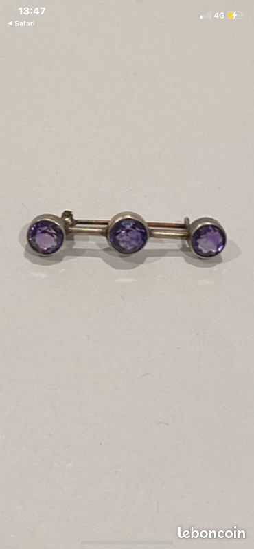 Broche Stickpin édouardienne En Or 9ct Avec Améthyste Et Perle - Bijou Antique