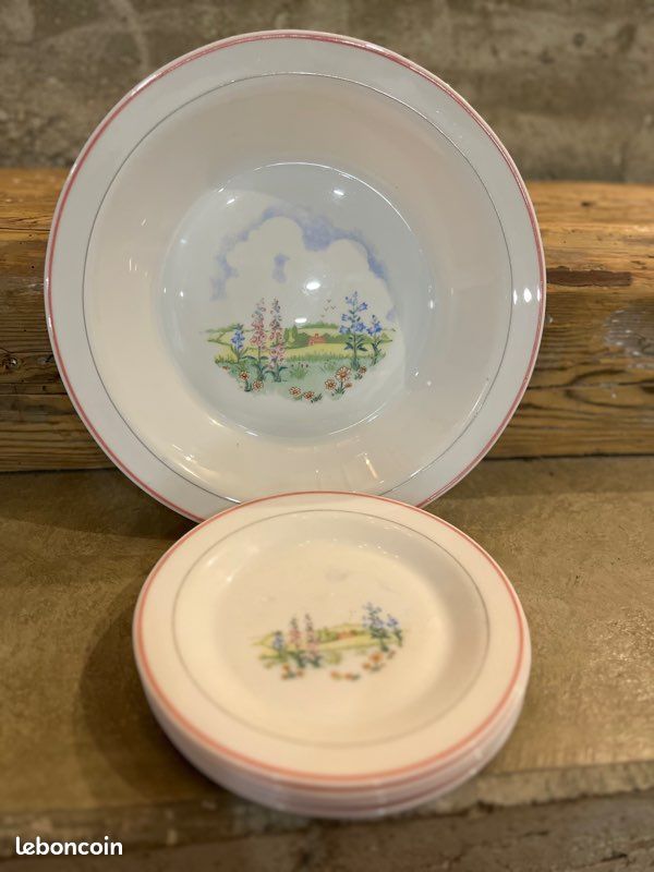 Service dessert / petites assiettes et saladier / arcopal vintage (image 1)