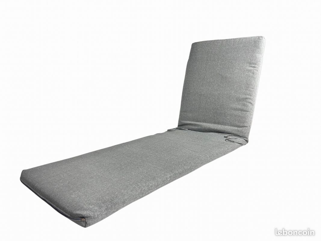Coussin bain de soleil 185x55x5cm déhoussable coloris Gris Galet chiné (image 1)