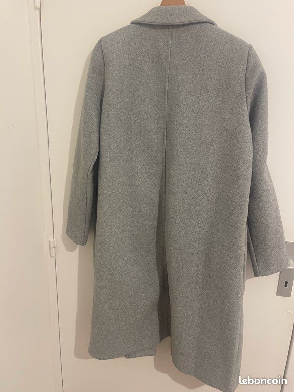 Manteau Long Zara En Laine - Taille M Gris - Neuf Avec étiquettes (sans Ceinture)