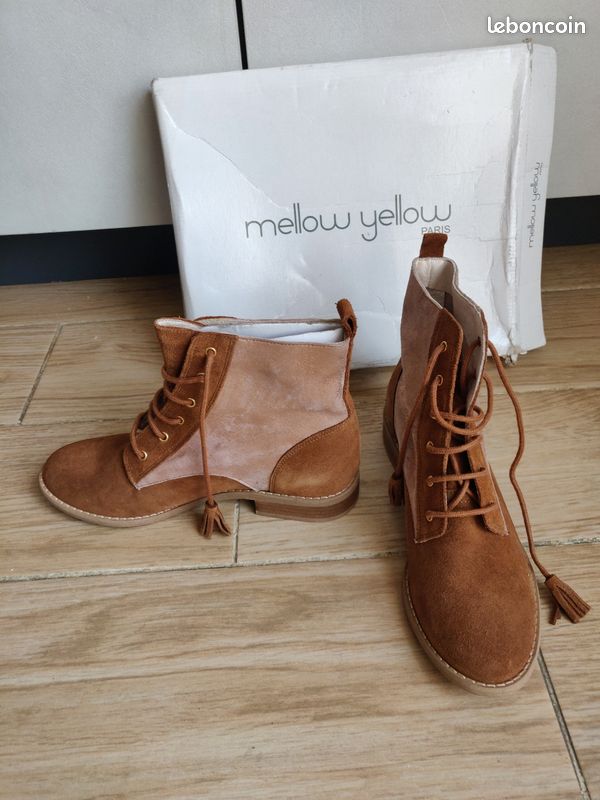 Bottine Mellow Yellow taille 36 en cuir camel (image 1)
