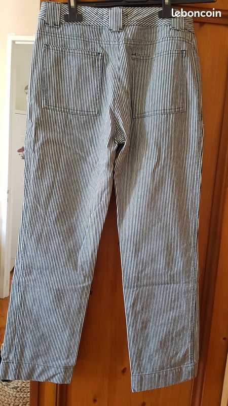 Pantalon comptoir des cotonniers taille 36. Rayé bleu et blanc (image 1)