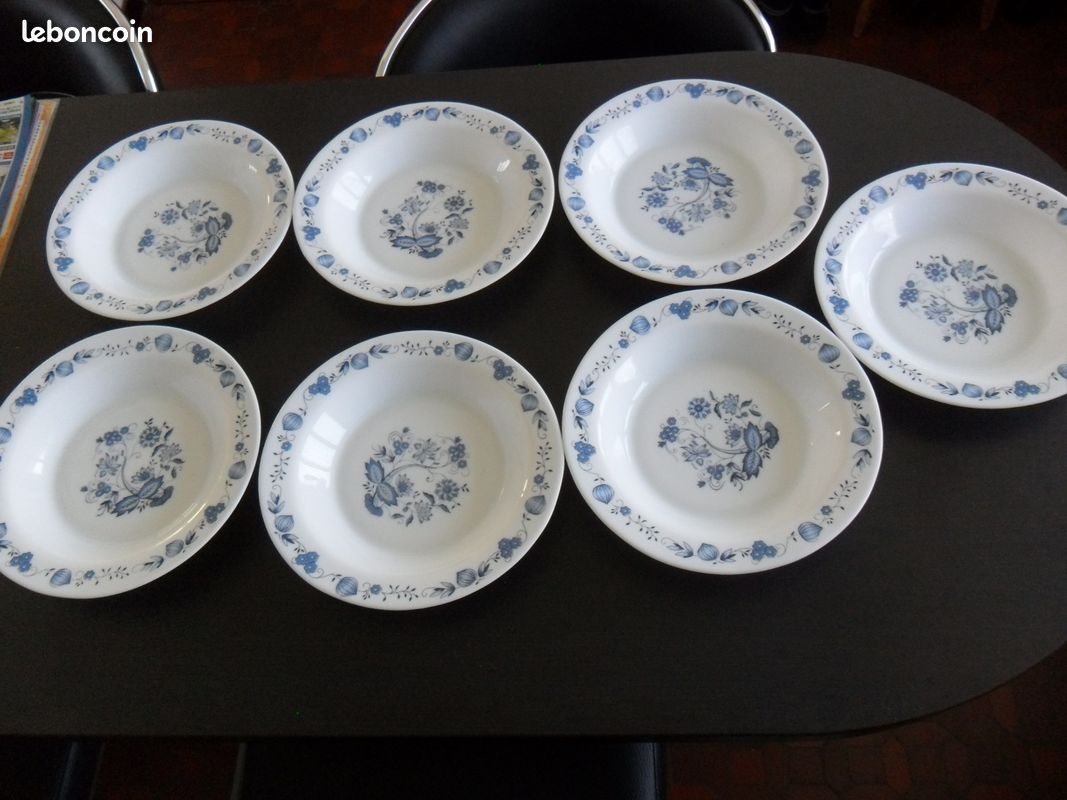 8 assiettes Arcopal fleurs vintage - Arts de la table
