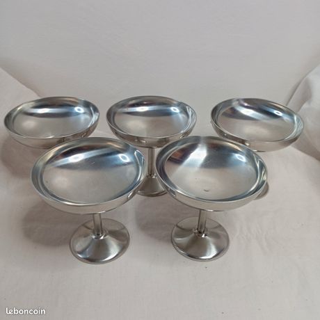Lot De 6 Coupes à Dessert/glace Motta Italia - Inox 18/10, Vintage, Argentées