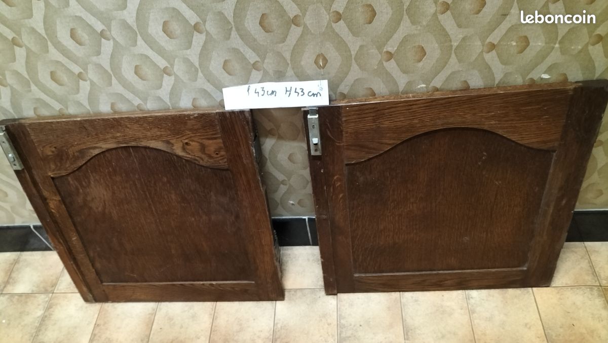 2 portes de placards cuisine en bois (chêne massif) (image 2)