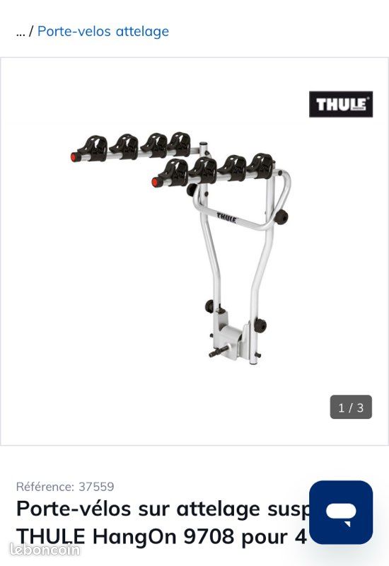 Porte vélo THULE sur attelage suspendu pour vélo Équipements vélos - Main Image