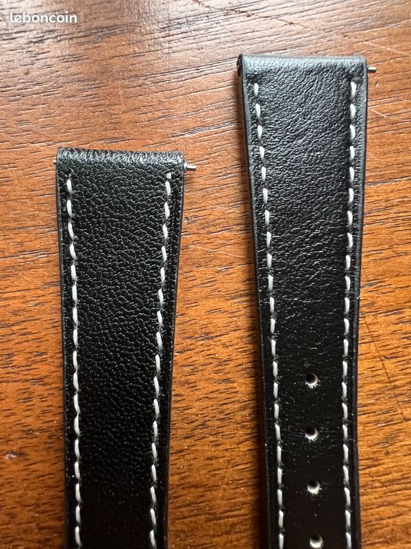 Bracelet De Montre En Cuir Vieilli Noir 18mm - Style Vintage - NEUF Sans étiquette (Compatibilité Large)