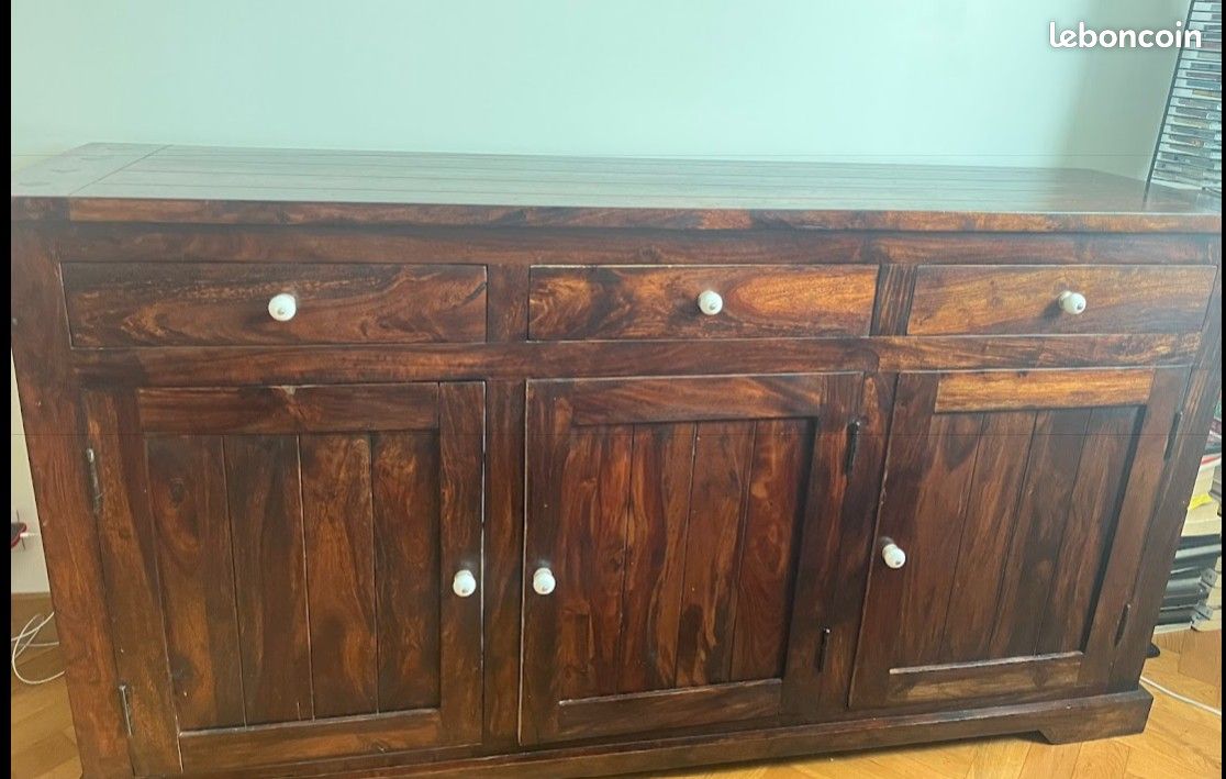 Ensemble meubles: 2 tables + 6 chaises + buffet - bon état (image 6)