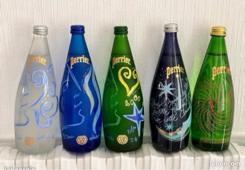 Lot de 5 Bouteilles PERRIER neuve, pleine et scellée ( des années 2000 ...