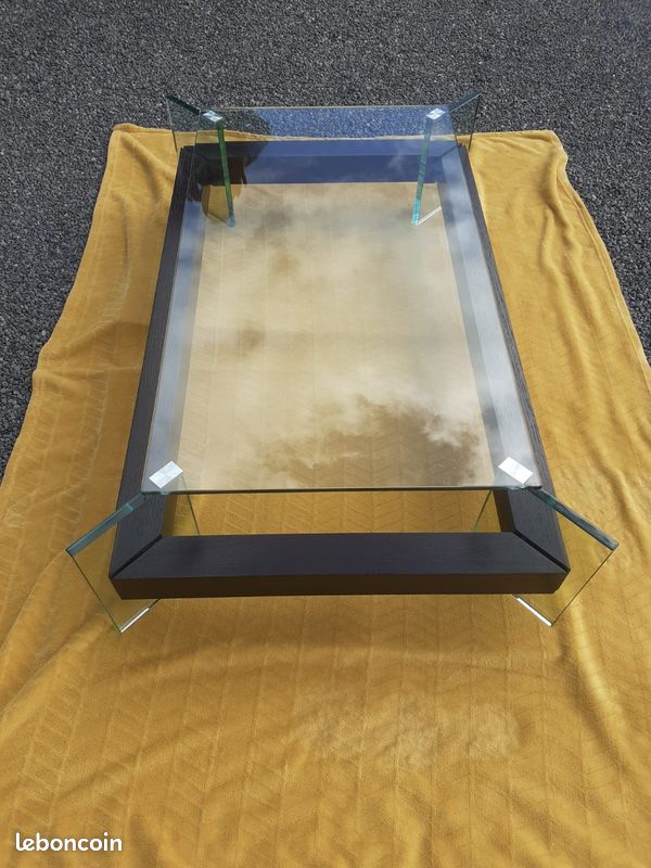 Table basse verre / bois 130x0.80x0.32 (image 5)
