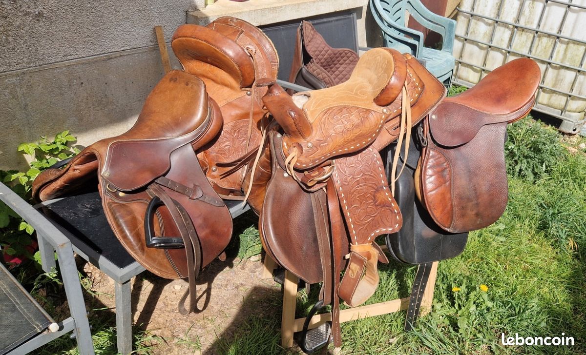 Accessoire Selle Cheval Neuve Paire D'ailes (fenders) Western En Cuir Neuves Pour Selle De Cheval - Sans Marque, Fabrication Inde Equipement Cheval Western Cuir