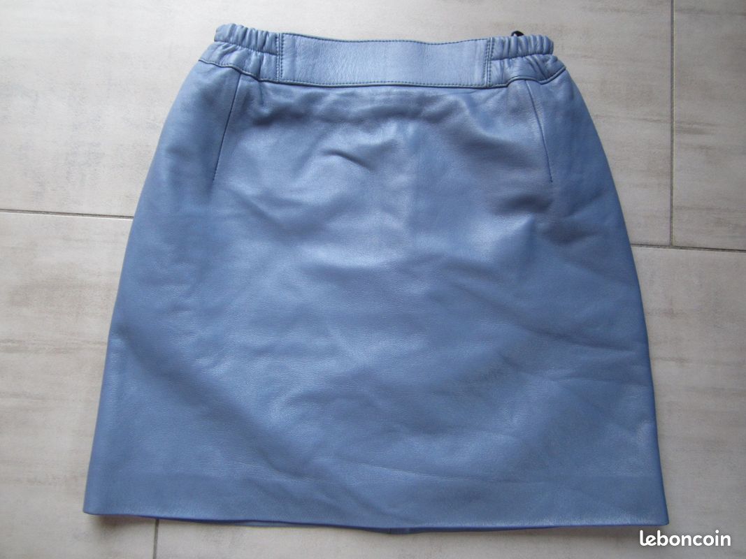 Jupe cuir bleu clair T36-S (1) (image 1)