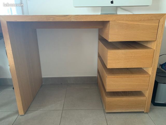 Bureau 4 tiroirs chêne clair (image 1)