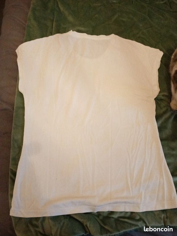 T shirt sans manches rayures parme blanc femme taille 38 camaïeu (image 3)