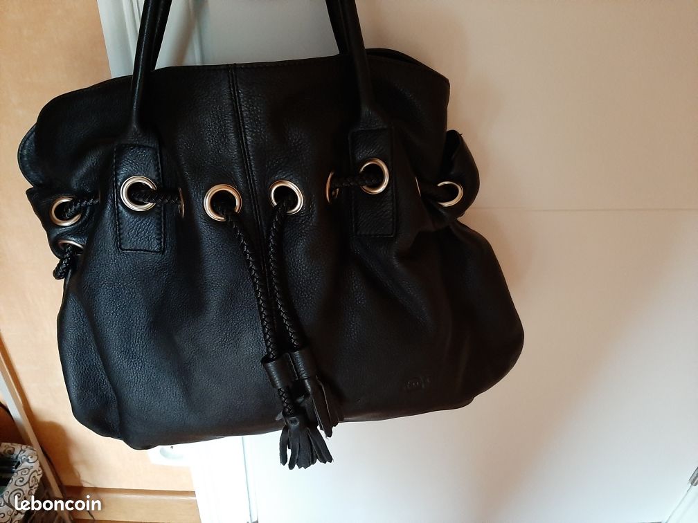 Sac en cuir noir "ETRIER" (image 1)