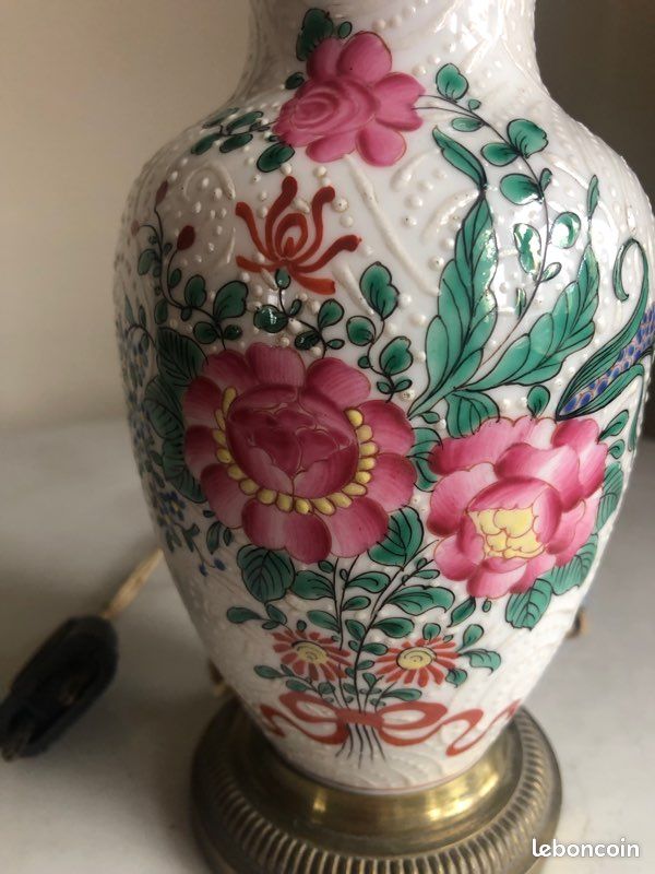 Pied de lampe fin XIXe porcelaine de Sanson (image 1)