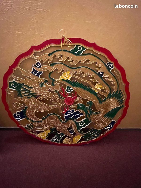 Panneaux circulaire dragon et phœnix de décorations (image 1)