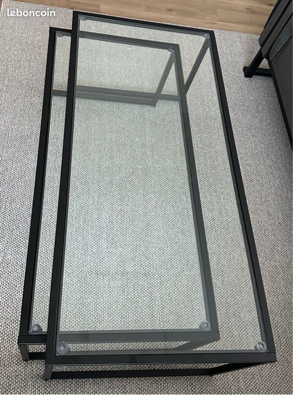 Table basse noir en verre duo (image 7)