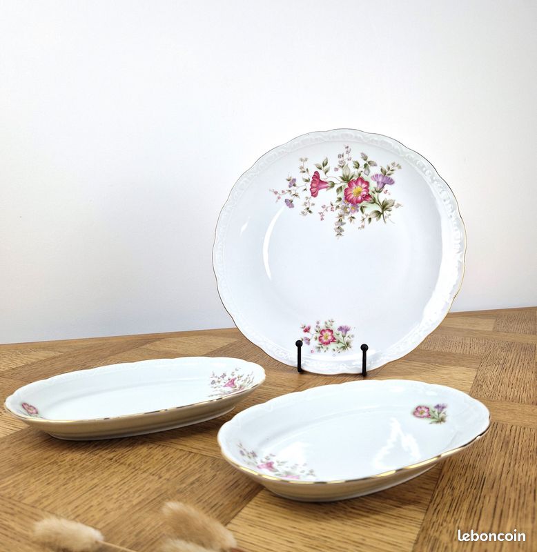 Lot De 11 Assiettes Creuses Mitterteich Vintage – Bavière – Décor Pois Blancs