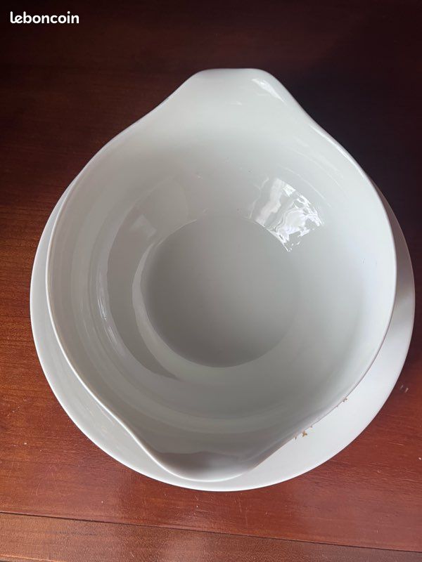 Saucière en porcelaine de Limoges – A. Lanternier & Cie / Blanc et or (image 3)