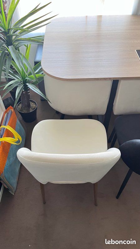 Lot 4/6/8/10 chaises velours beige - pieds noirs (image 6)