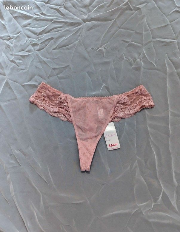 String rose pâle en dentelle Etam - Taille 42 - Neuf avec étiquette (image 1)