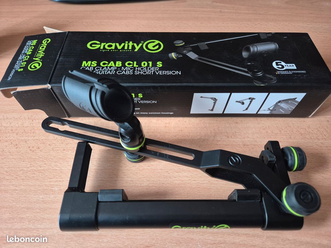 Gravity MS CAB CL 01 - Pince Micro Pour Baffle Guitare, Bras Télescopique Jusqu'à 88cm