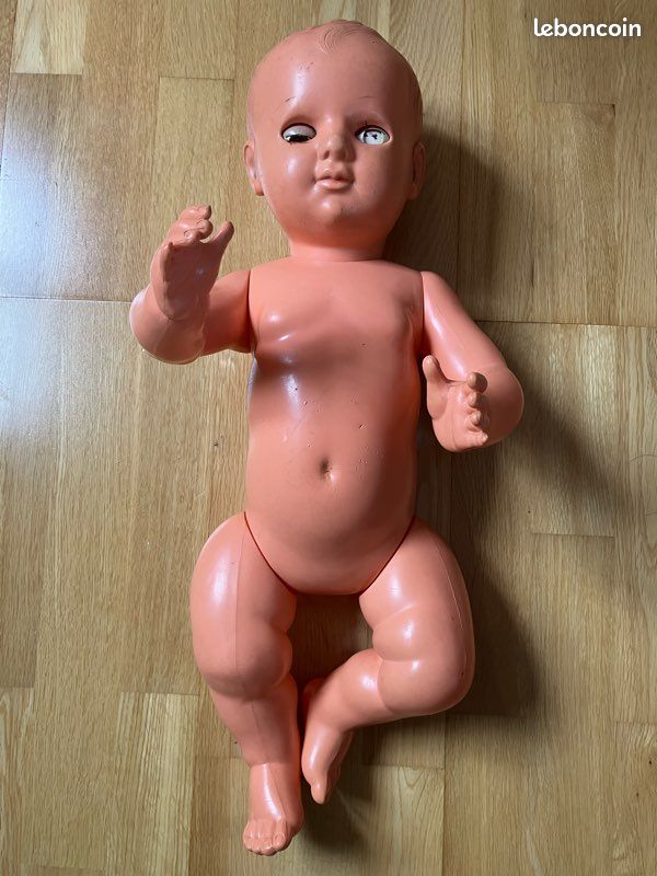 Poupon Petitcollin 40 Cm – Yeux Bruns, Jambes Torses (manque Peinture Cheveux)
