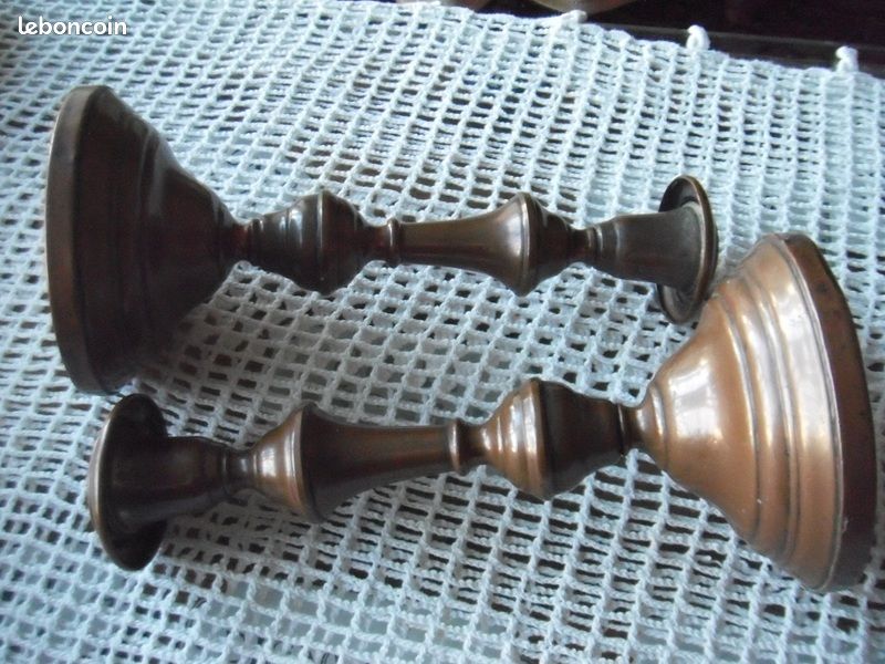 Paire de bougeoirs anciens à 1 bougie 19ème (image 5)