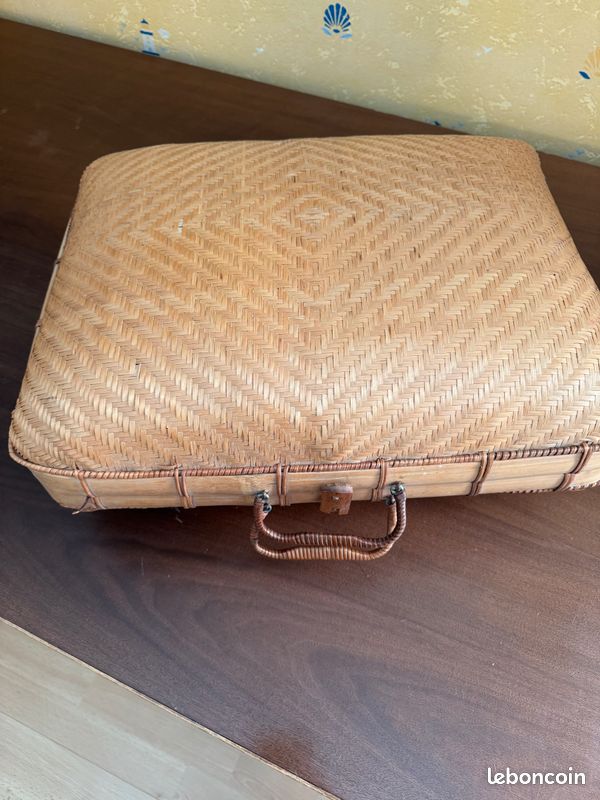 Valise vintage, bagages en rotin et bambou - Valise en rotin