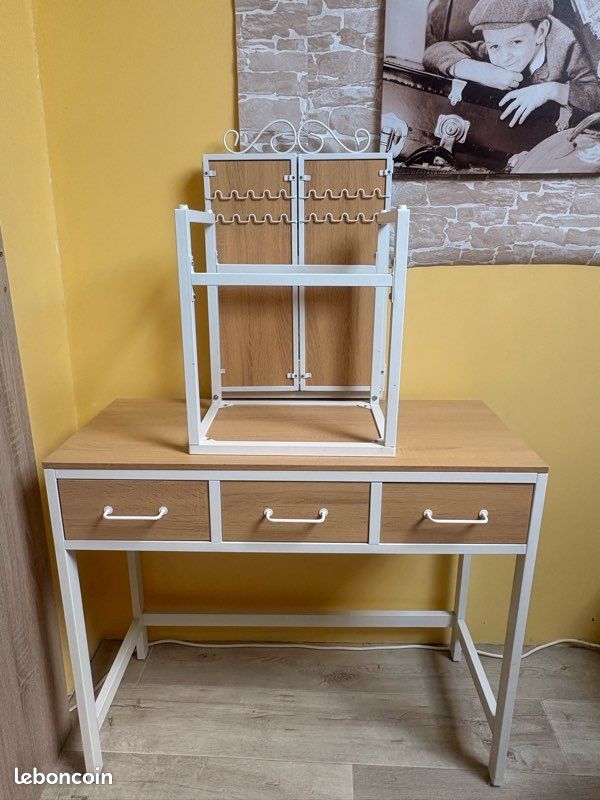 Coiffeuse avec miroir triptyque et tabouret (image 10)