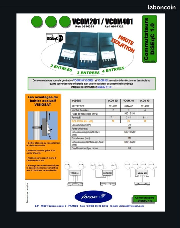 COMMUTATEUR SATELLITE 4 Sorties pour LNB (image 4)