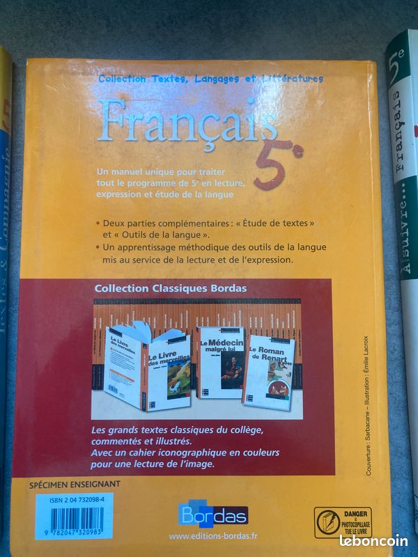 Lot de 3 livres de Français 5ème (image 7)