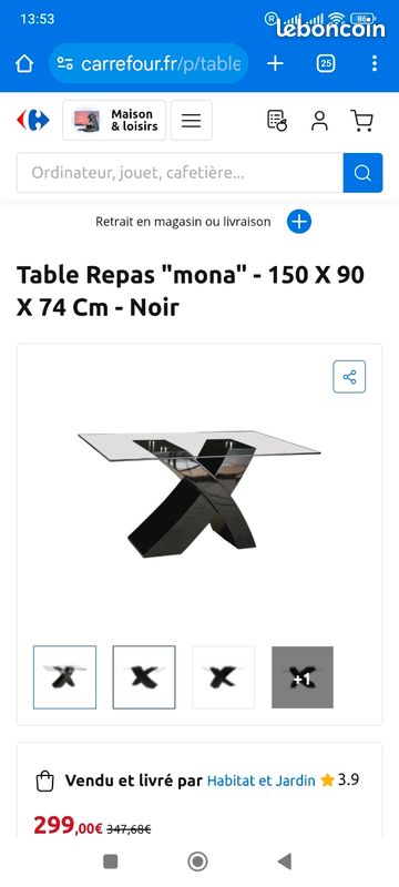 Table repas plateau en verre trempé (image 1)