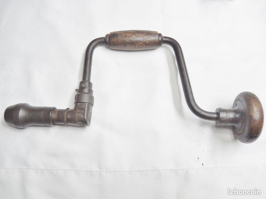 Ancien Vilebrequin Perceuse à Main Breveté SGDG – Outil Bois Et Métal Rouillé