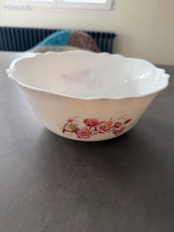 Saladier Vintage Arcopal Années 70, Décor Floral - Très Bon état