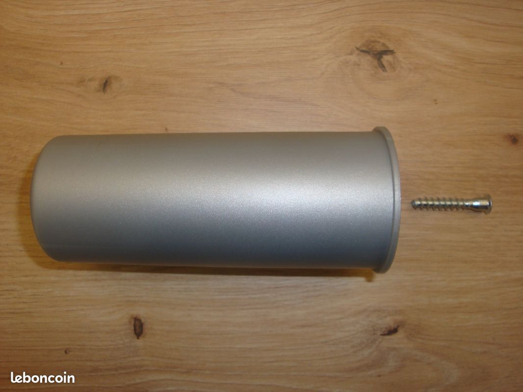 Lot de 5 pieds cylindriques creux pour meuble en PVC Ø 55 à 60 x H 140 mm (image 3)