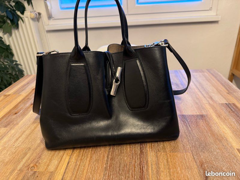 Sac Longchamp Roseau Sac Noir Brillant Bag Roseau Longchamp Noir