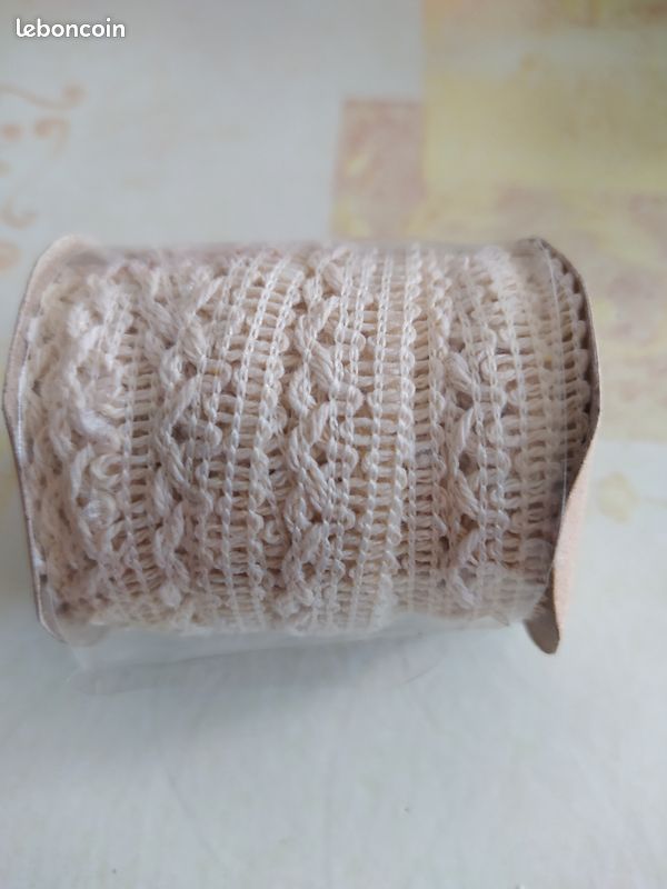 ToBeIT Ruban De Dentelle En Coton Vintage - 26m Beige/Blanc Pour Couture Et Décoration
