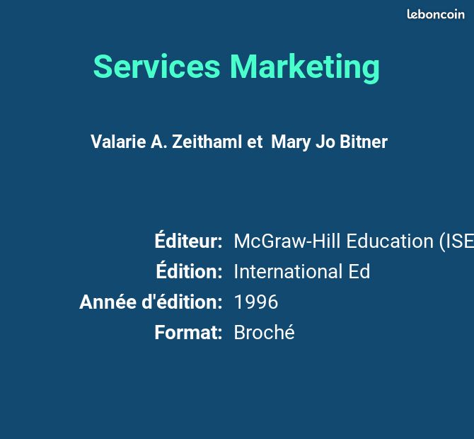 Services Marketing - Valarie A. Zeithaml et Mary Jo Bitner (image 2)