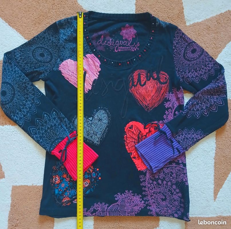 Haut manches longues Desigual - Motifs Cœurs & Mandalas | Taille M (image 6)