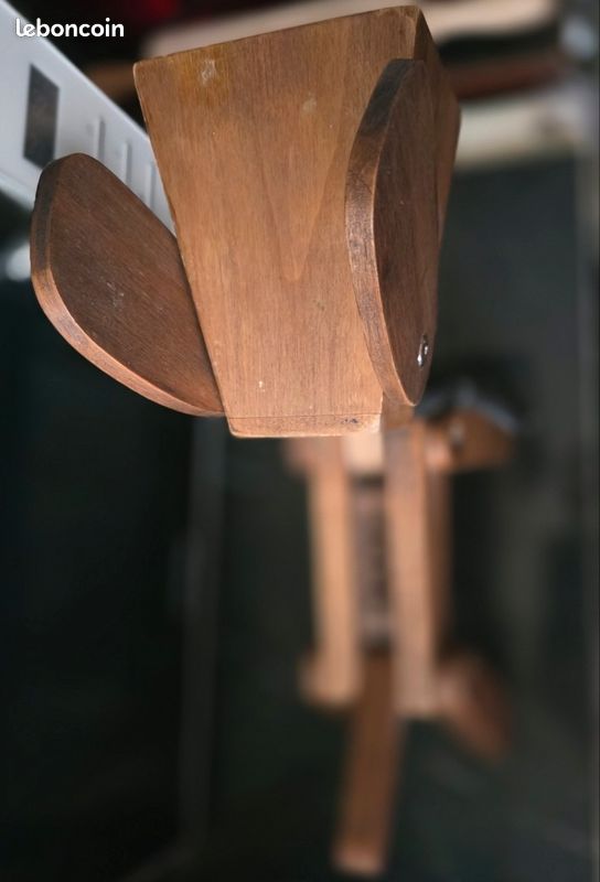 Lampe De Table Vintage En Bois - Chien Scottish Des Années 1930 - Style Bonichon Adnet